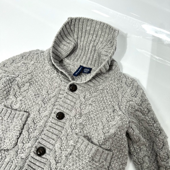 Janie and Jack Baby Cable Shaw Collar Knit Cardigan Gray Size 6-12 Mos - Picture 4 of 12